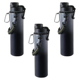 Kuber Industries Water Bottle | Steel Water Bottle for Daily Use | Vacuum Insulated Flask Water Bottle with Rope | Hot & Cold Water Bottle | 720 ML | LX-230603 | Pack of 3 | Black & Gray